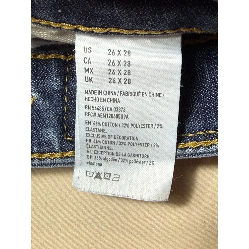 Womens American Eagle 26x28‎ Extreme Flex 4 Skinny Jeans Stretch Denim